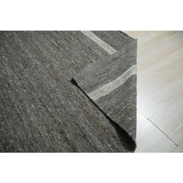 2020s 6x9 Gray Handwoven Wool Linear Banded Geometric Modern Carpet Rug For Sale - Image 5 of 10