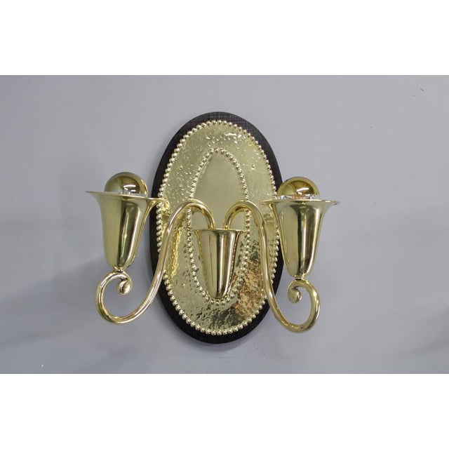 Art Nouveau Brass Wall Sconces in the style of Hoffmann, 1920s, Set of 2 For Sale - Image 4 of 16