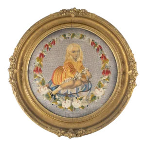 19th Century French Beaded and Embroidered Young Girl Print