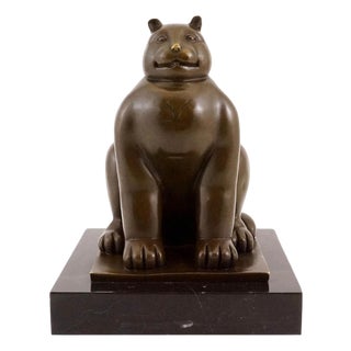 After Fernando Botero, Fat Cat, 20th Century, Bronze For Sale