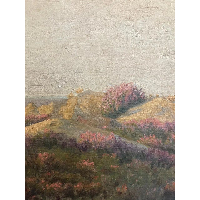 Pink Vintage Original French Landscape Scenic Painting For Sale - Image 8 of 9