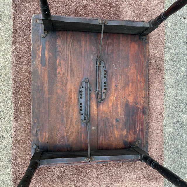 Brown Antique American Wooden Folding Sewing Table For Sale - Image 8 of 12