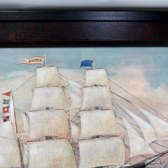 Nautical 1992 Folk Art Nautical Framed Clipper Ship Art From the Workshops of David T. Smith For Sale - Image 3 of 12