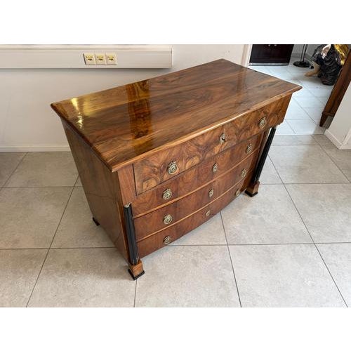 Empire Chest of Drawers with Columns in Walnut Veneer For Sale - Image 6 of 15