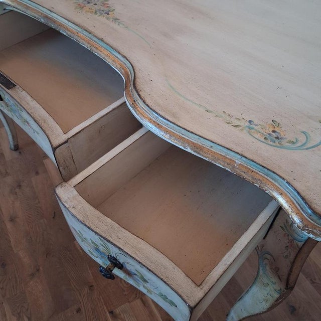 Louis XV Style Hand-Painted Lady's Writing Desk in Beech, France, 1930s For Sale - Image 13 of 18