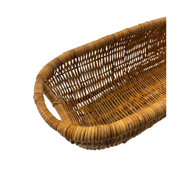 1970s Long Handwoven Wicker Basket For Sale In Providence - Image 6 of 8