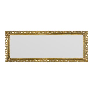 Vintage Hollywood Regency Gold-Tone Filigree Mirrored Vanity Tray - Ornate Filigree Edge – Glam / Rococo Revival / Mid-Century For Sale