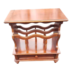 Canterbury Style Cherry Magazine Rack Side Table With Drawer