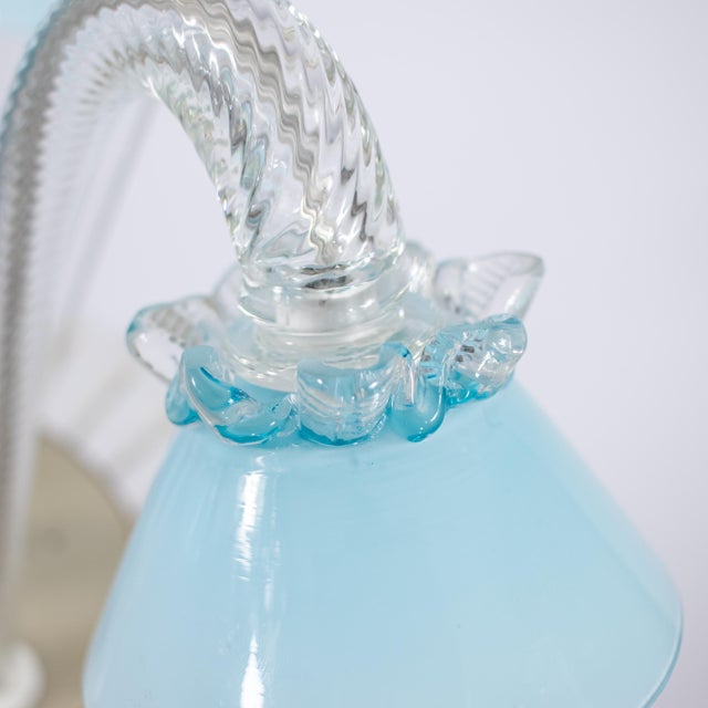 Mid‑Century Murano Glass Chandelier in Celeste Blue Floral Venetian Style in the Manner of Seguso Vetri d'Arte For Sale - Image 14 of 18