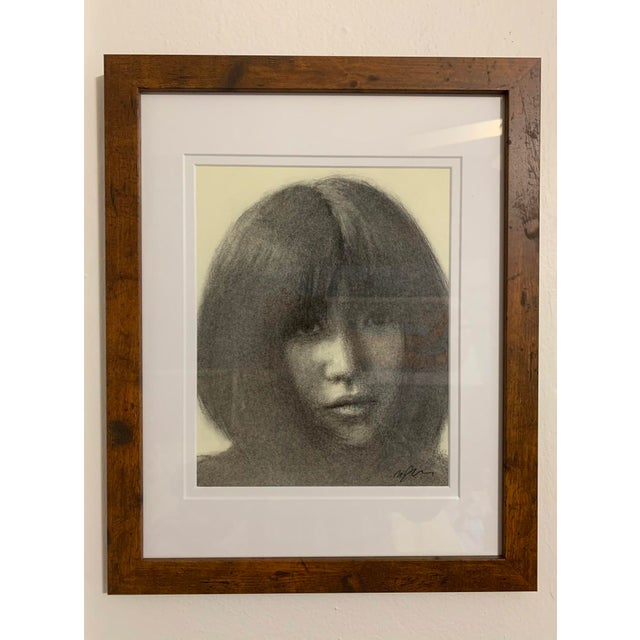 Early 21st Century Kaede by Maria Jimenez | Charcoal Portrait of a Young Woman For Sale - Image 5 of 5