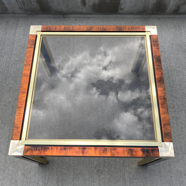Mid-Century Modern Faux Tortoiseshell & Brass End Table For Sale - Image 10 of 13