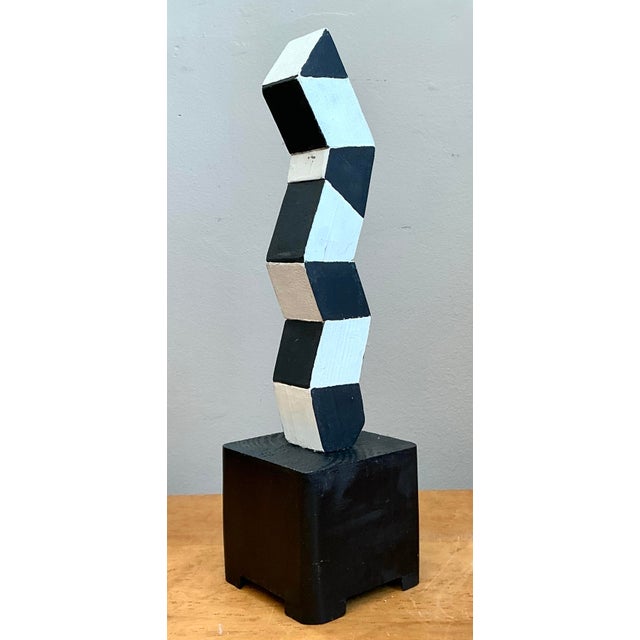 Vintage Geometric Wood Sculpture For Sale - Image 12 of 12