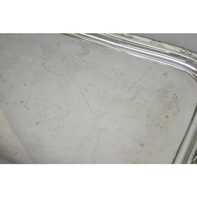 Antique Waring & Gillow English Edwardian LRG Silver Plated Serving Platter Tray For Sale - Image 10 of 14
