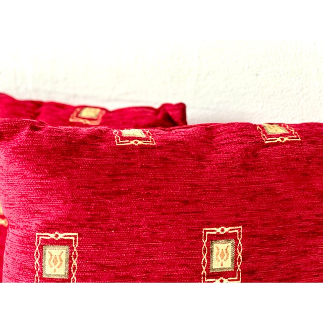 Vintage Cushion in Red Fabric For Sale - Image 6 of 10