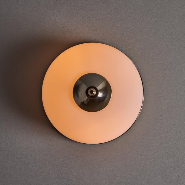 1970s Nickel and Opaline Glass Wall or Ceiling Lamp Attributed to Luigi Caccia Dominioni for Azucena For Sale - Image 17 of 18
