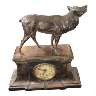Antique Metal Deer Clock - Decorative Vintage Timepiece For Sale
