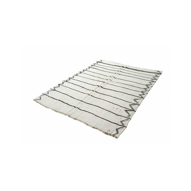 Mid-Century Modern Striped Vintage Turkish Hemp Kilim Rug - 6`0" X 8`0" For Sale - Image 3 of 6