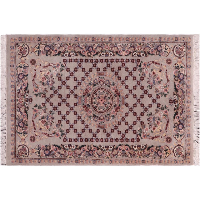 Gray Shabby Chic 1990's Pak-Persian Gray/Blue Wool Rug - 2'8'' X 4'4'' For Sale - Image 8 of 9