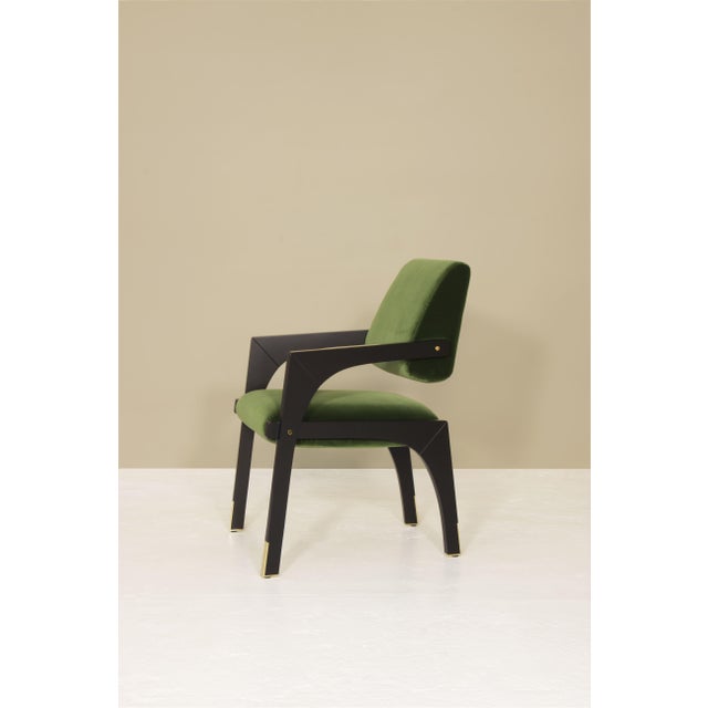 Not Yet Made - Made To Order Arches Dining Chair in Green Cotton Velvet by InsidherLand For Sale - Image 5 of 11