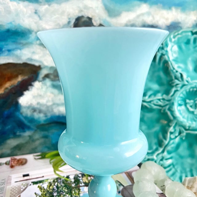 Late 20th Century Tiffany Blue Opaline Glass Vase Chairish