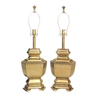 1950’s Italian Brass Table Lamps, a Pair For Sale