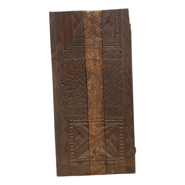 Antique Knot & Lattice Carved Igbo Door For Sale