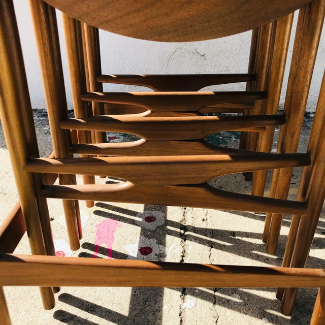 Bertha Schaefer MCM 1950s Set of Four Nesting Tables in Walnut, Made in Italy For Sale In Los Angeles - Image 6 of 13