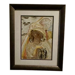 1939 Pierre Bonnard Original Color Lithograph "Young Girl in a Boat" Framed 13/200 Pp Has a Certificate on Back. For Sale