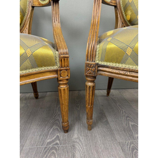 Late 19th Century Louis XVI Style Carved Wooden Armchairs, Set of 2 For Sale - Image 4 of 8