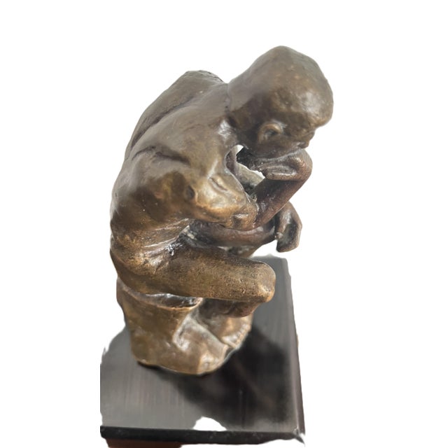 Decorative Bronze Reproduction Sculpture of The Thinker after Auguste Rodin from Hachette For Sale - Image 11 of 12