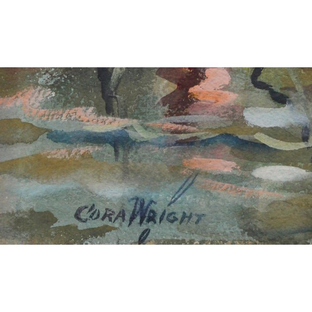 1940's Fishing Boats Landscape by Cora Alice Akers Wright For Sale - Image 4 of 5