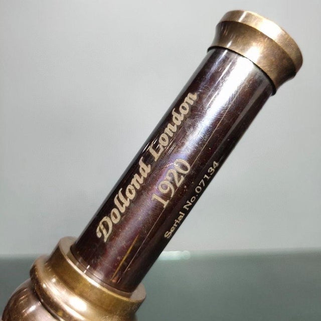 Wood Vintage Style Brass and Wood Telescope With Box and Art Panel For Sale - Image 7 of 9