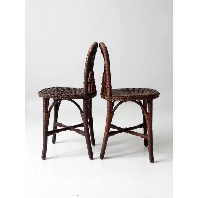 Antique Wicker Chairs Pair For Sale - Image 6 of 12