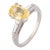 1950s Mid Century Gia 2.91 Carat No Heat Yellow Sapphire Diamond Platinum Ring, Size 6 For Sale