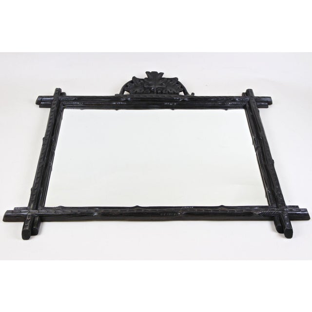 Austrian Black Forest Rustic Wall Mirror with Carved Oak Leaves, 1880 For Sale - Image 10 of 18