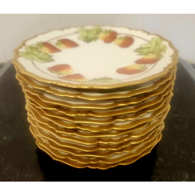 Ceramic Limoges 1890s Porcelain Set Art Nouveau Strawberries 25 Pc For Sale - Image 7 of 16