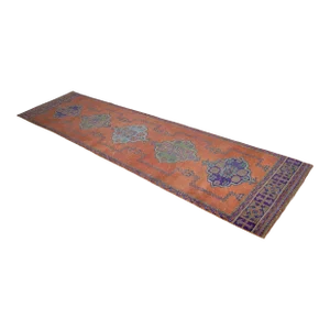 Hand-Knotted Turkish Oushak Runner Rug Hallway Decor - 2'11" X 11'8"