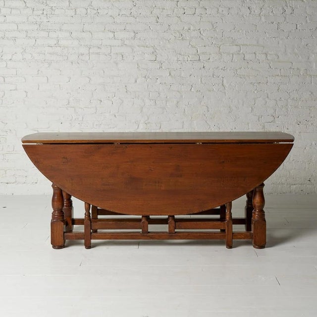 Traditional 1960s Belgian Oak Gate-Leg Table For Sale - Image 3 of 9