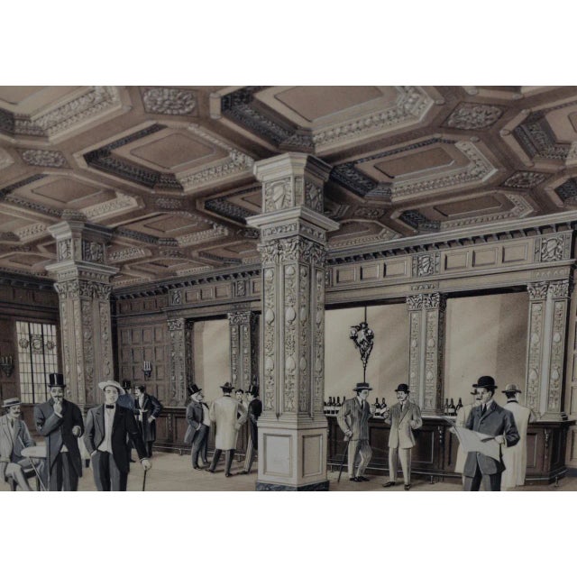 Photographic Print Early 20th Century Illustration of a Hotel Bar Interior Very nice vintage photographic print of the...