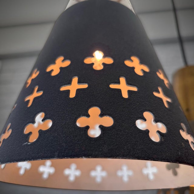 Metal 5302 Pendant Lamp in Perforated Brass & Steel from Einar Bäckström, Sweden, 1950s For Sale - Image 7 of 13