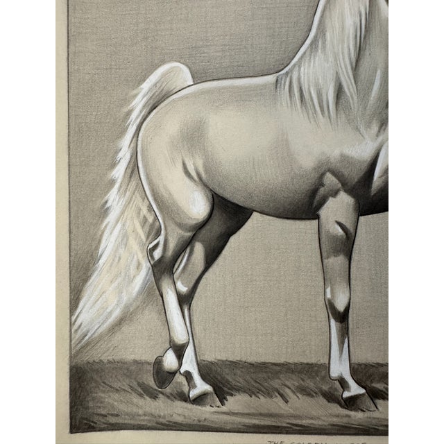 American 1940s Original Signed Graphite Illustration of "The Golden Horse," 12 × 10 In. For Sale - Image 3 of 7