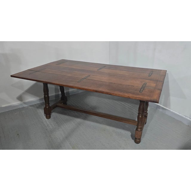 Oak Kitchen Refrectory Farmhouse Dining Table, 1910s For Sale - Image 3 of 18