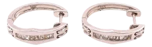 14 Karat White Gold Hoop Freestyle Earrings