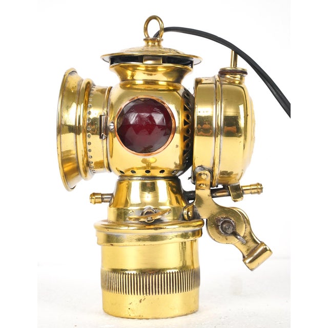 Traditional Antique Converted c.m. Hall Carbide Bicycle Lamp For Sale - Image 3 of 10