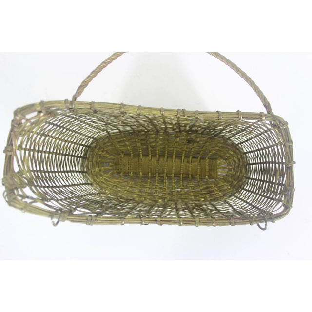 Vintage Brass Wine Bottle Holder Basket For Sale - Image 10 of 10