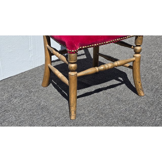 Vintage Gold Italian Rococo Red Velvet Bobbin Side Chair ~ Hollywood Regency For Sale - Image 13 of 14