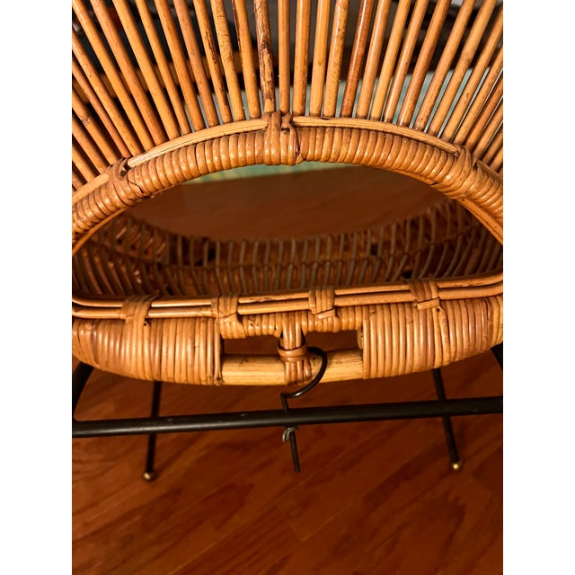 Chocolate 1960s Mid Century Bent Rattan Saucer Sunburst Accent Chair by California Asia For Sale - Image 8 of 12