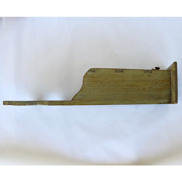 19th-Century European Provincial Carved Farinière / Salt Box in Original Sage Milk Paint For Sale - Image 13 of 17