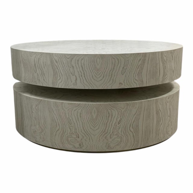 Wood Ashley Childers for Global Views Pivot Cocktail Table in White Cerused Ash Burl For Sale - Image 7 of 10