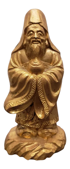 Mid 20th Century Chinese Gilt Cast Iron Confucius Figure